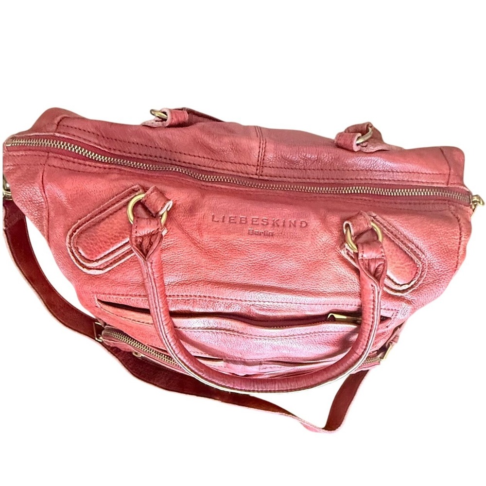 Liebeskind Berlin Anny Fire Red Leather Multi Pocket Satchel Crossbody Bag y2k - Picture 7 of 16